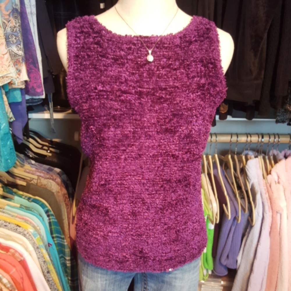 ORANGE USA ♡ Truly Gorgeous Vintage Extremely Soft Purple Knit Sleeveless Top L